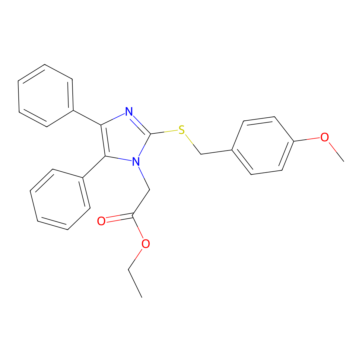 ethyl 2-{2-[(4-methoxybenzyl)sulfanyl]-4,5-diphenyl-1H-imidazol-1-yl}acetate molecular structure, CAS 339277-71-3