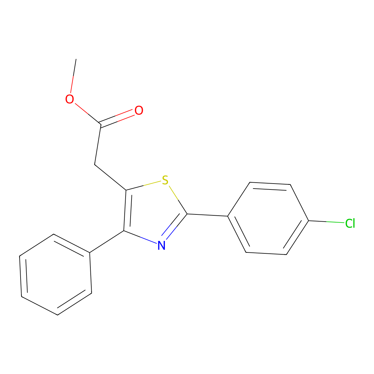 Methyl 2-[2-(4-chlorophenyl)-4-phenyl-1,3-thiazol-5-yl]acetate molecular structure, CAS 339277-89-3