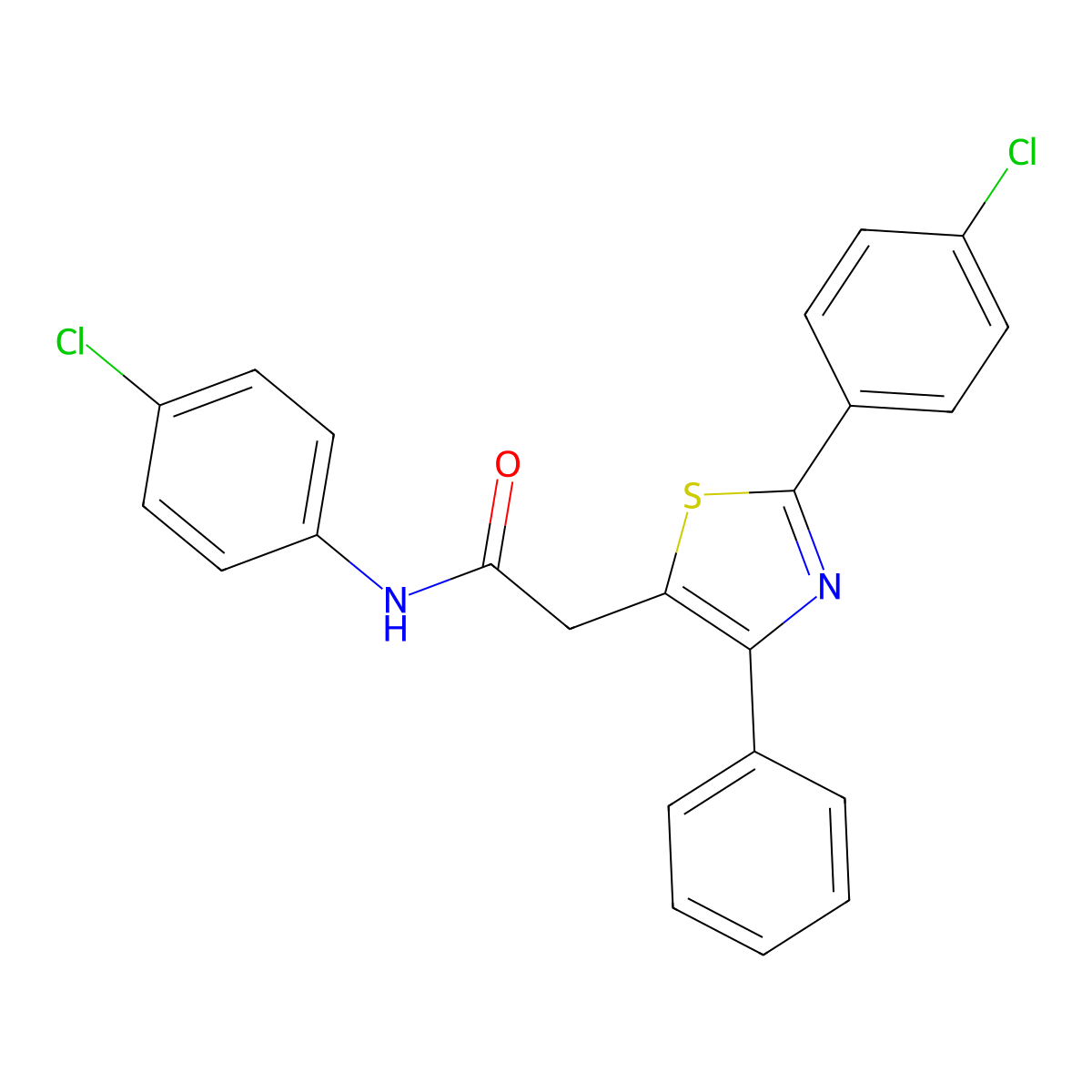 N-(4-chlorophenyl)-2-[2-(4-chlorophenyl)-4-phenyl-1,3-thiazol-5-yl]acetamide molecular structure, CAS 339277-91-7