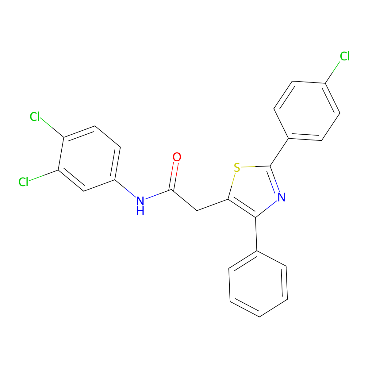 2-[2-(4-chlorophenyl)-4-phenyl-1,3-thiazol-5-yl]-N-(3,4-dichlorophenyl)acetamide molecular structure, CAS 339277-92-8