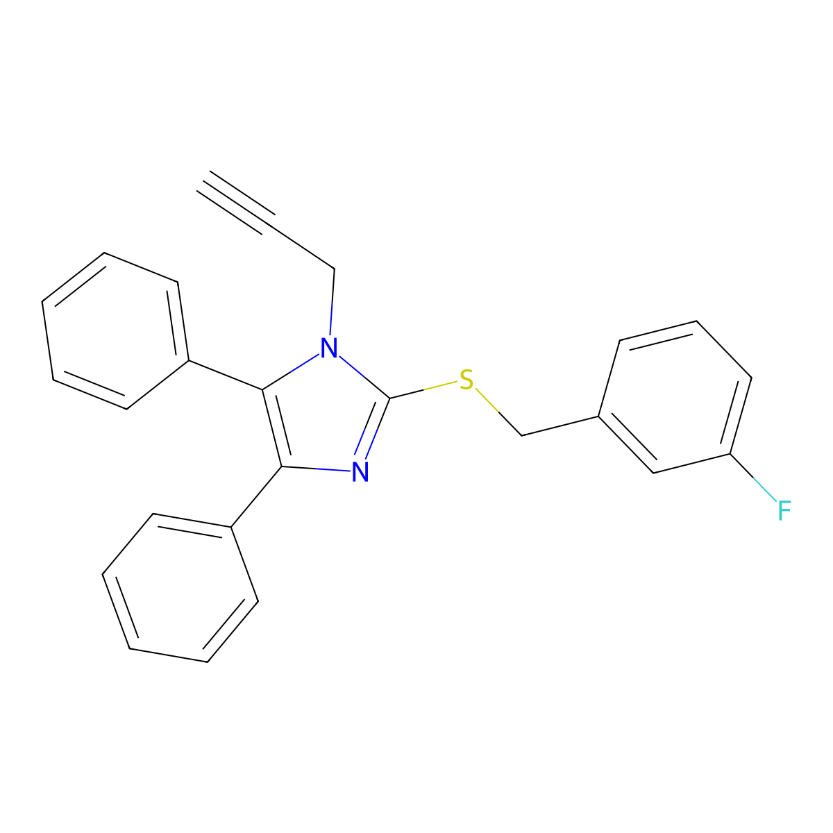 4,5-diphenyl-1-(2-propynyl)-1H-imidazol-2-yl 3-fluorobenzyl sulfide molecular structure, CAS 339277-96-2