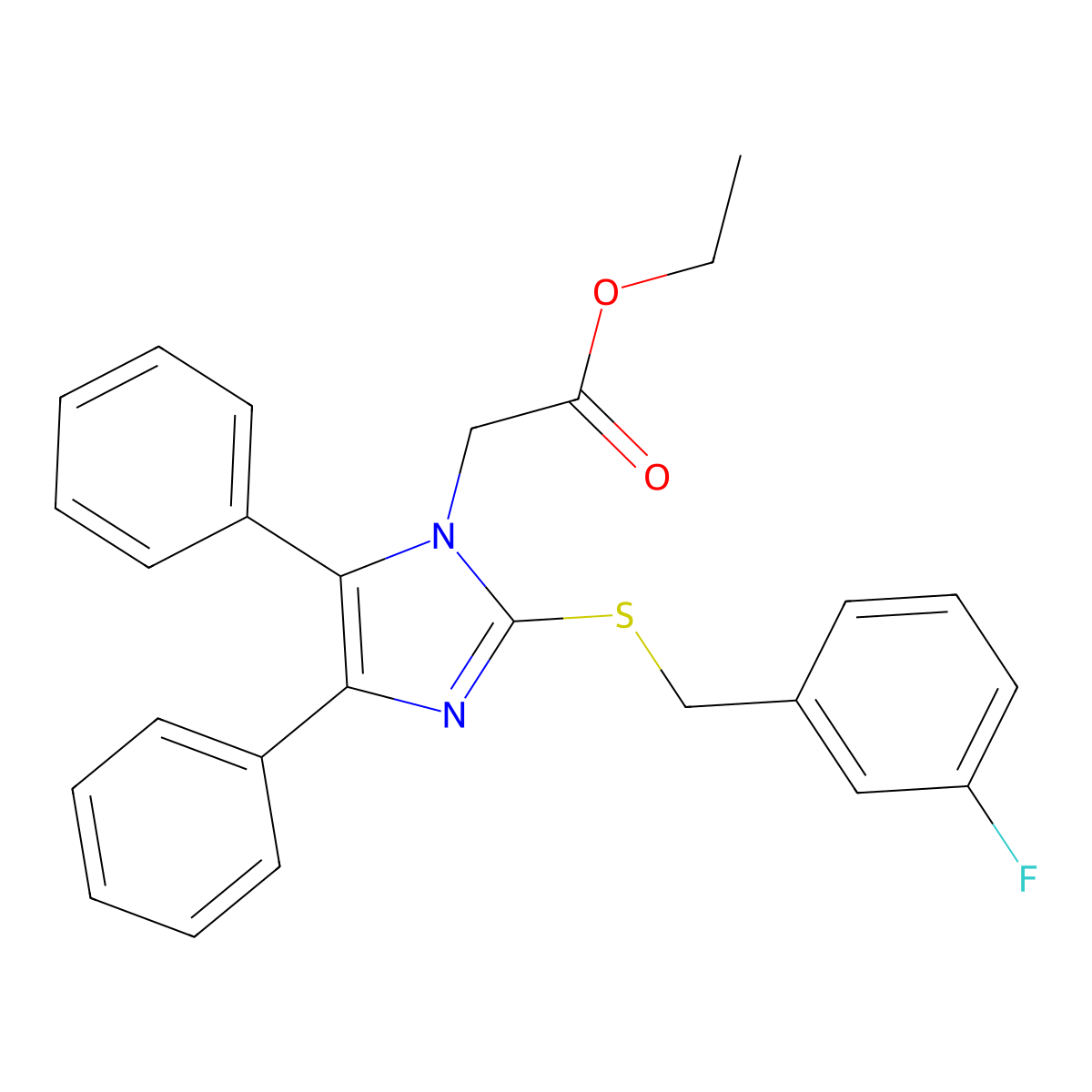 ethyl 2-{2-[(3-fluorobenzyl)sulfanyl]-4,5-diphenyl-1H-imidazol-1-yl}acetate molecular structure, CAS 339277-97-3