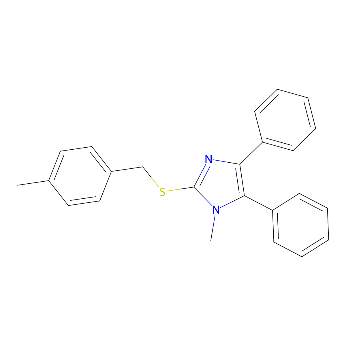 1-methyl-2-[(4-methylbenzyl)sulfanyl]-4,5-diphenyl-1H-imidazole molecular structure, CAS 339277-98-4