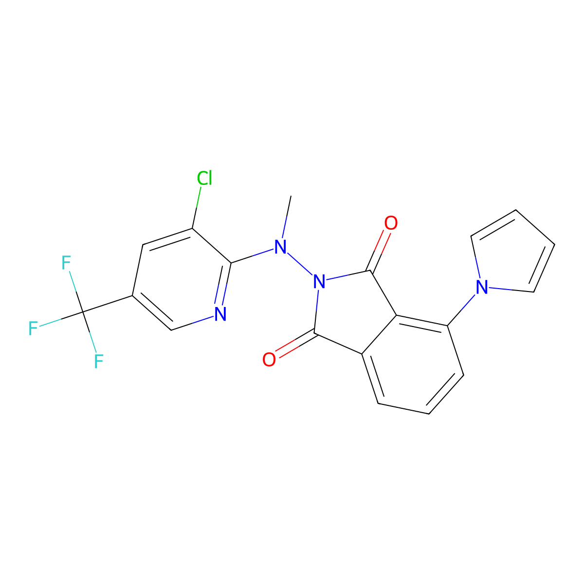 2-[[3-Chloro-5-(trifluoromethyl)pyridin-2-yl]-methylamino]-4-pyrrol-1-ylisoindole-1,3-dione molecular structure, CAS 339278-09-0