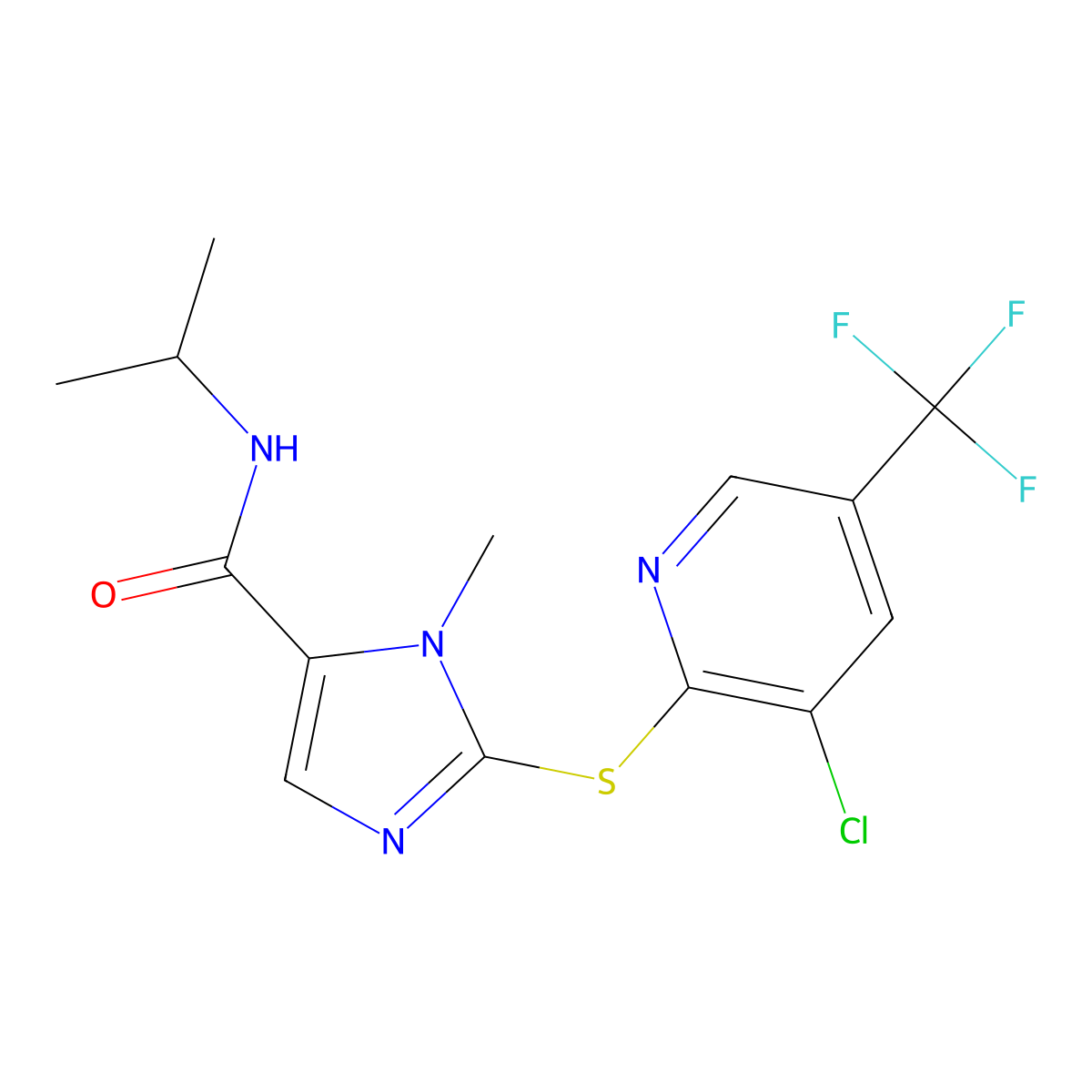 2-((3-Chloro-5-(trifluoromethyl)-2-pyridinyl)sulfanyl)-N-isopropyl-1-methyl-1H-imidazole-5-carboxamide molecular structure, CAS 339278-16-9