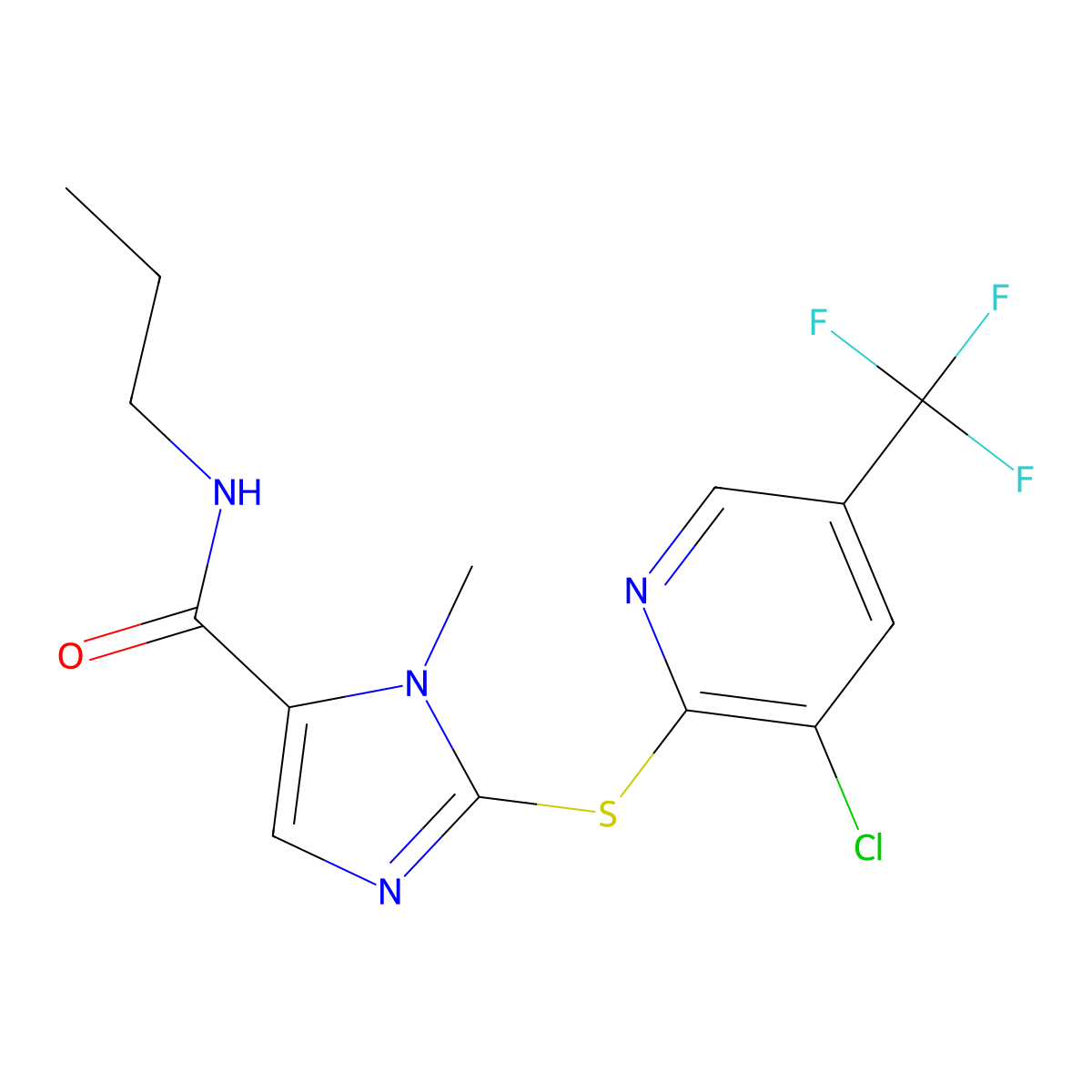 2-((3-Chloro-5-(trifluoromethyl)-2-pyridinyl)sulfanyl)-1-methyl-N-propyl-1H-imidazole-5-carboxamide molecular structure, CAS 339278-19-2