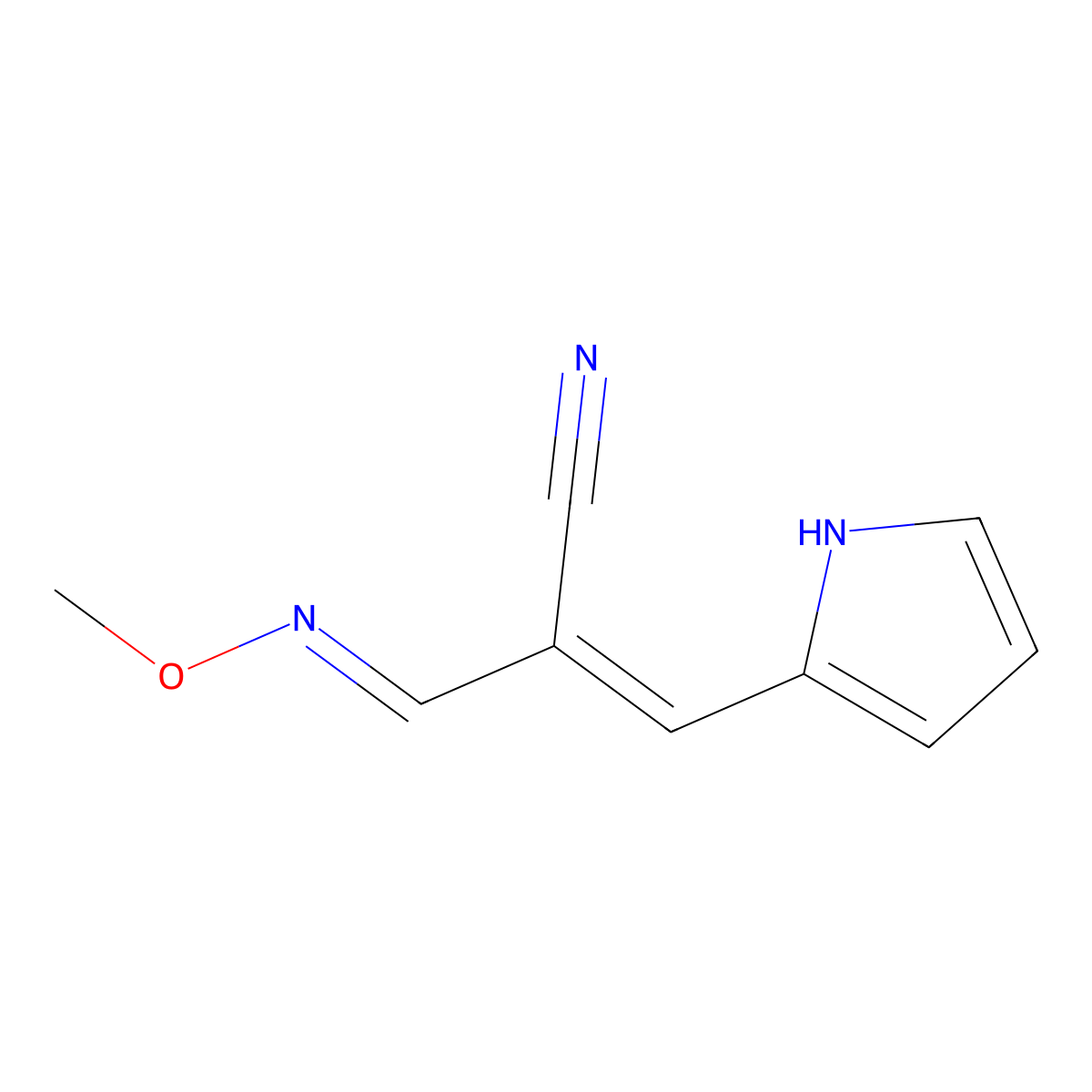 (2Z)-2-[(1E)-(methoxyimino)methyl]-3-(1H-pyrrol-2-yl)prop-2-enenitrile molecular structure, CAS 339278-29-4