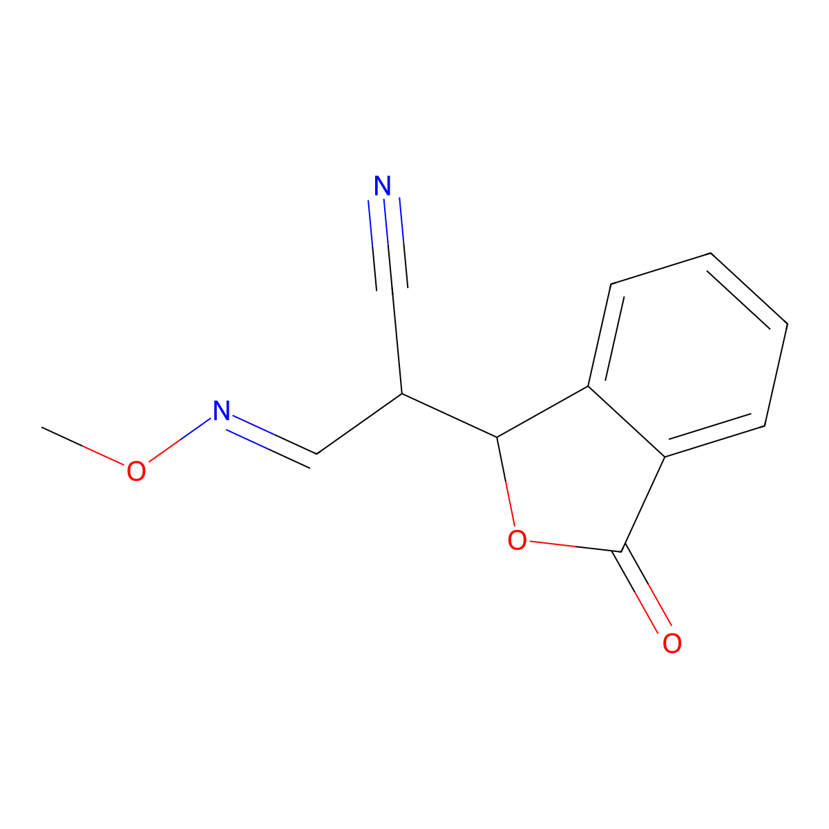 (3E)-3-(methoxyimino)-2-(3-oxo-1,3-dihydro-2-benzofuran-1-yl)propanenitrile molecular structure, CAS 339278-31-8