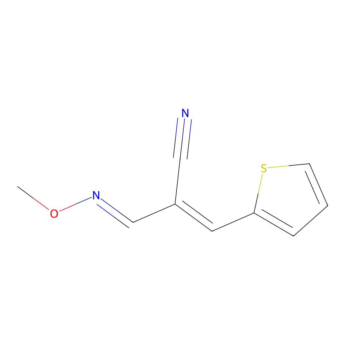(2Z)-2-[(1E)-(methoxyimino)methyl]-3-(thiophen-2-yl)prop-2-enenitrile molecular structure, CAS 339278-32-9