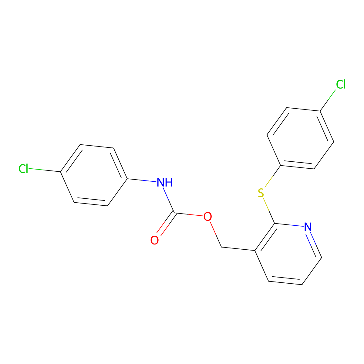 [2-(4-chlorophenyl)sulfanylpyridin-3-yl]methyl N-(4-chlorophenyl)carbamate molecular structure, CAS 339278-47-6