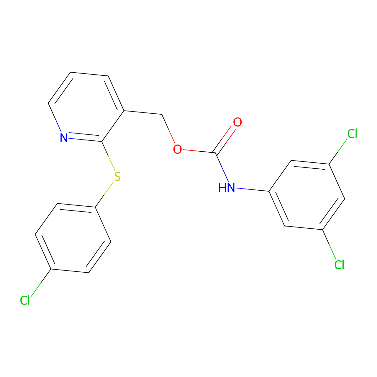 [2-(4-chlorophenyl)sulfanylpyridin-3-yl]methyl N-(3,5-dichlorophenyl)carbamate molecular structure, CAS 339278-51-2