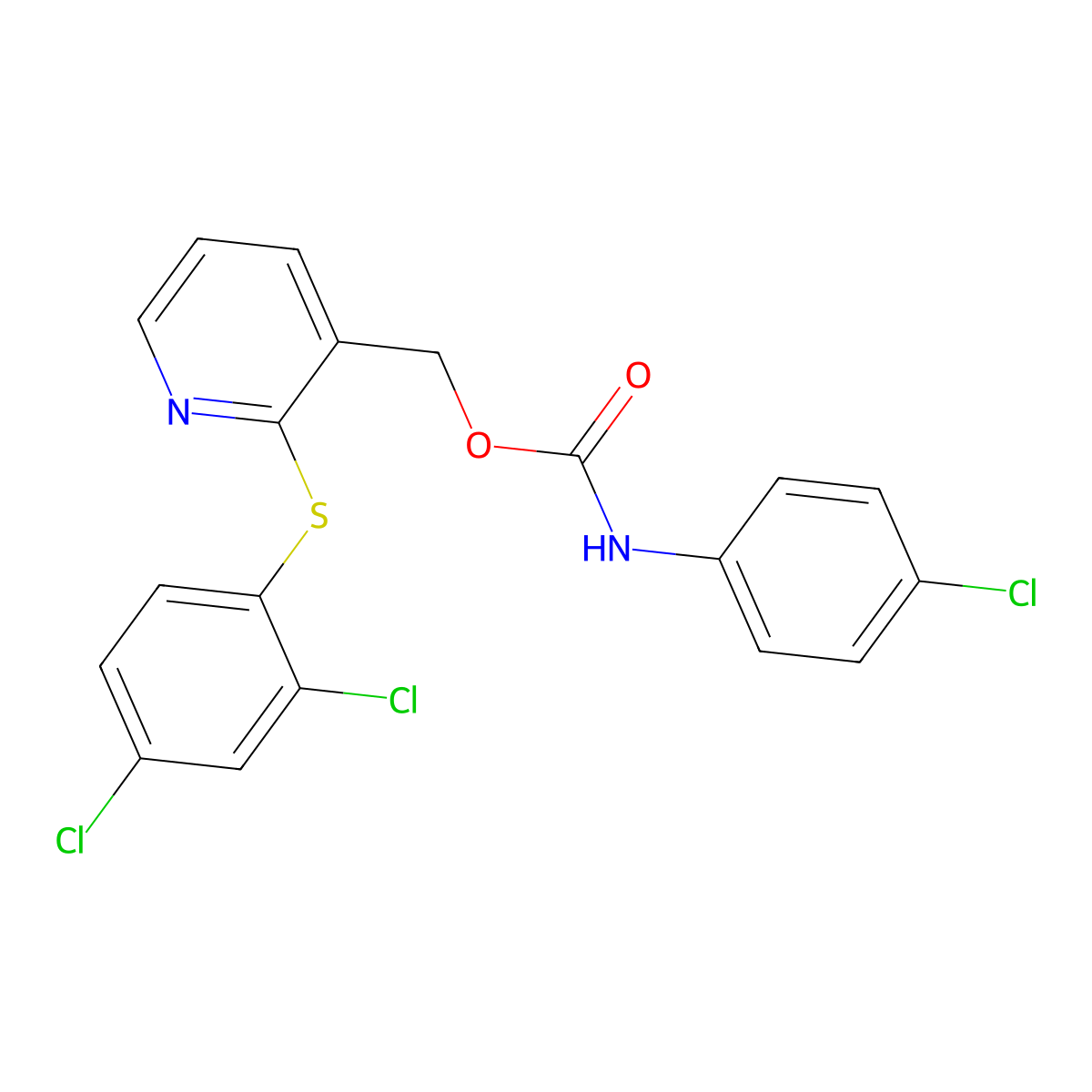 [2-(2,4-dichlorophenyl)sulfanylpyridin-3-yl]methyl N-(4-chlorophenyl)carbamate molecular structure, CAS 339278-59-0