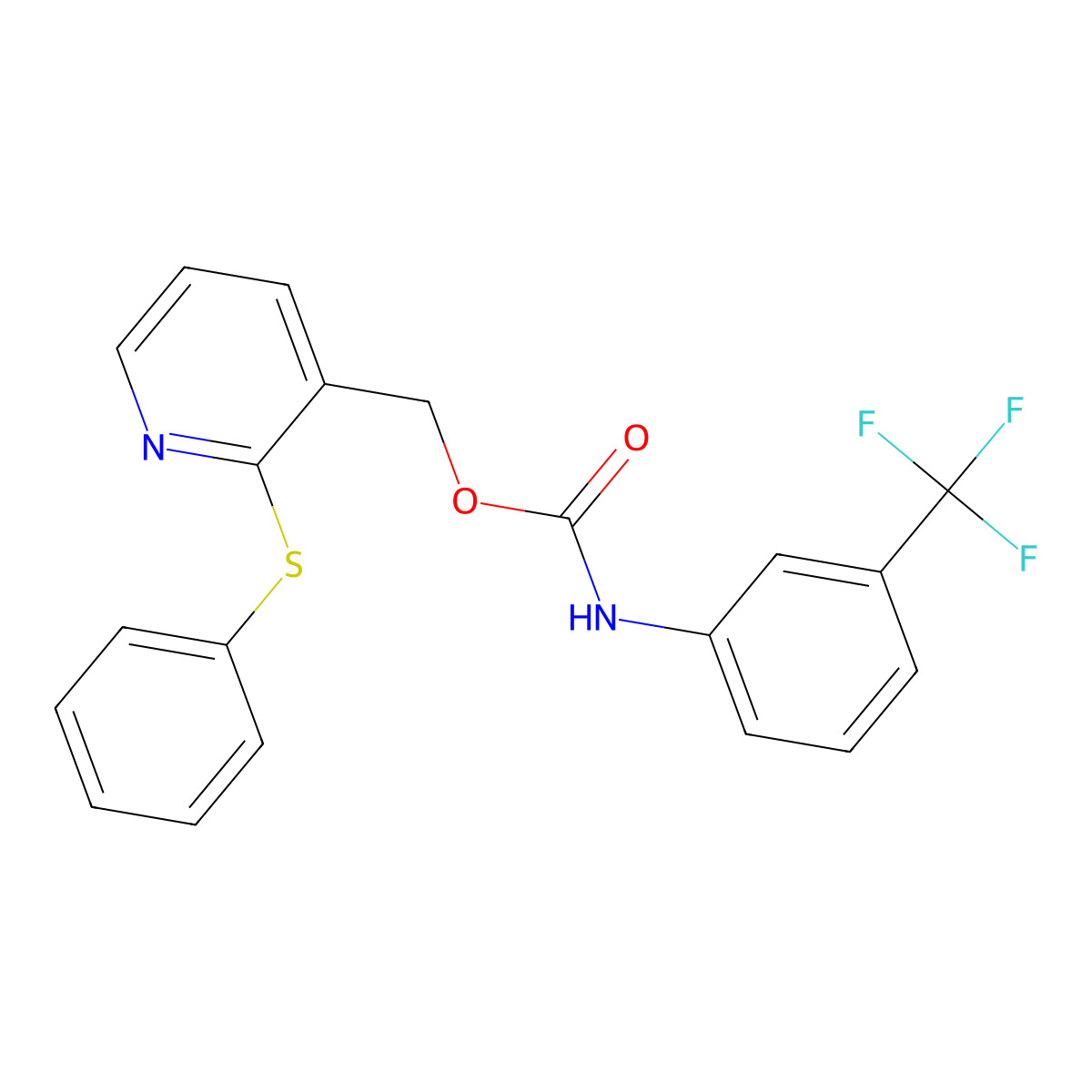 (2-phenylsulfanylpyridin-3-yl)methyl N-[3-(trifluoromethyl)phenyl]carbamate molecular structure, CAS 339278-63-6