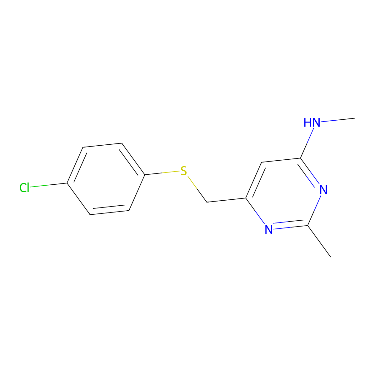 N-(6-{[(4-chlorophenyl)sulfanyl]methyl}-2-methyl-4-pyrimidinyl)-N-methylamine molecular structure, CAS 339278-68-1