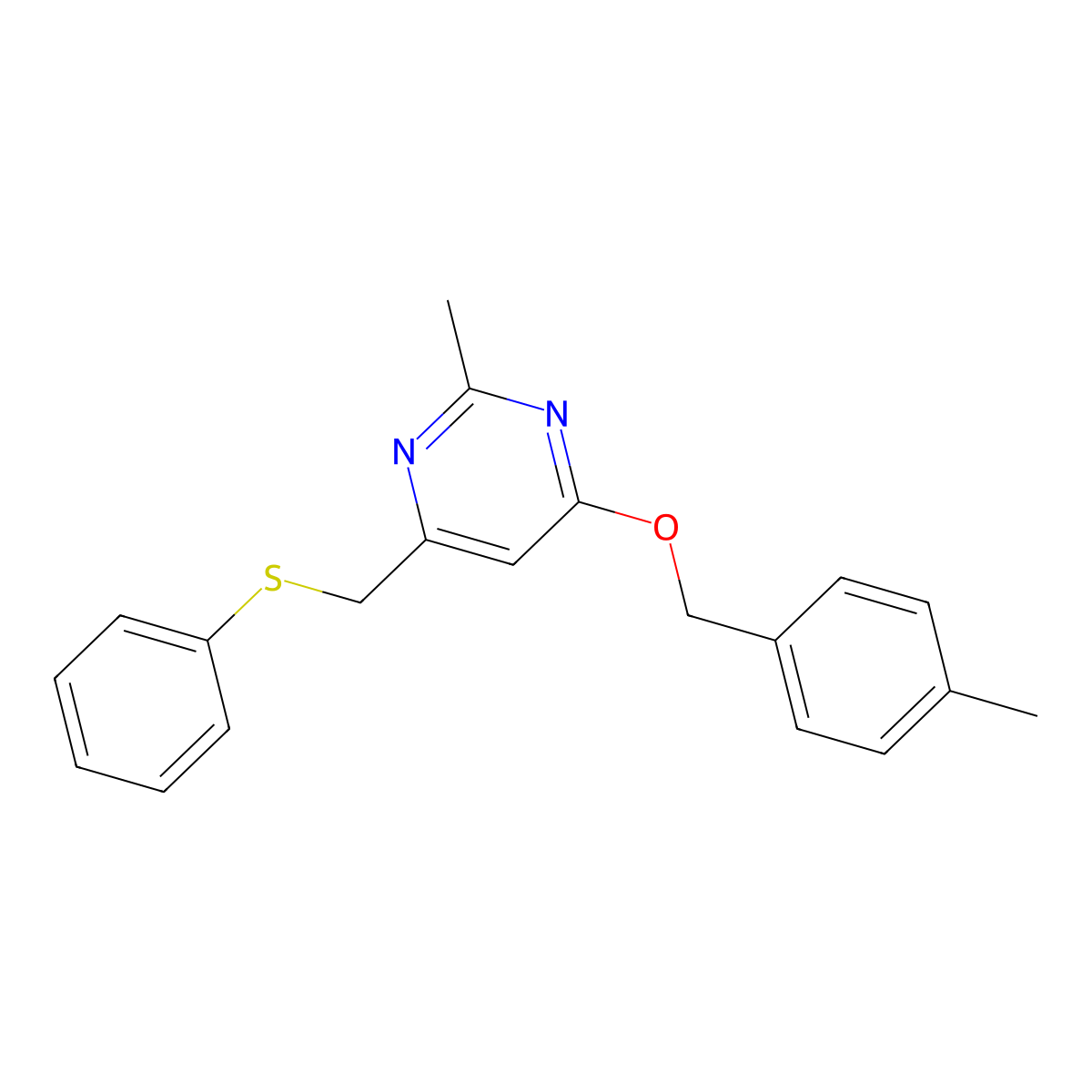 2-Methyl-4-[(4-methylbenzyl)oxy]-6-[(phenylsulfanyl)methyl]pyrimidine molecular structure, CAS 339278-71-6