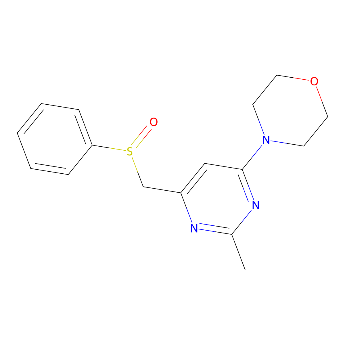 4-{2-Methyl-6-[(phenylsulfinyl)methyl]-4-pyrimidinyl}morpholine molecular structure, CAS 339278-75-0