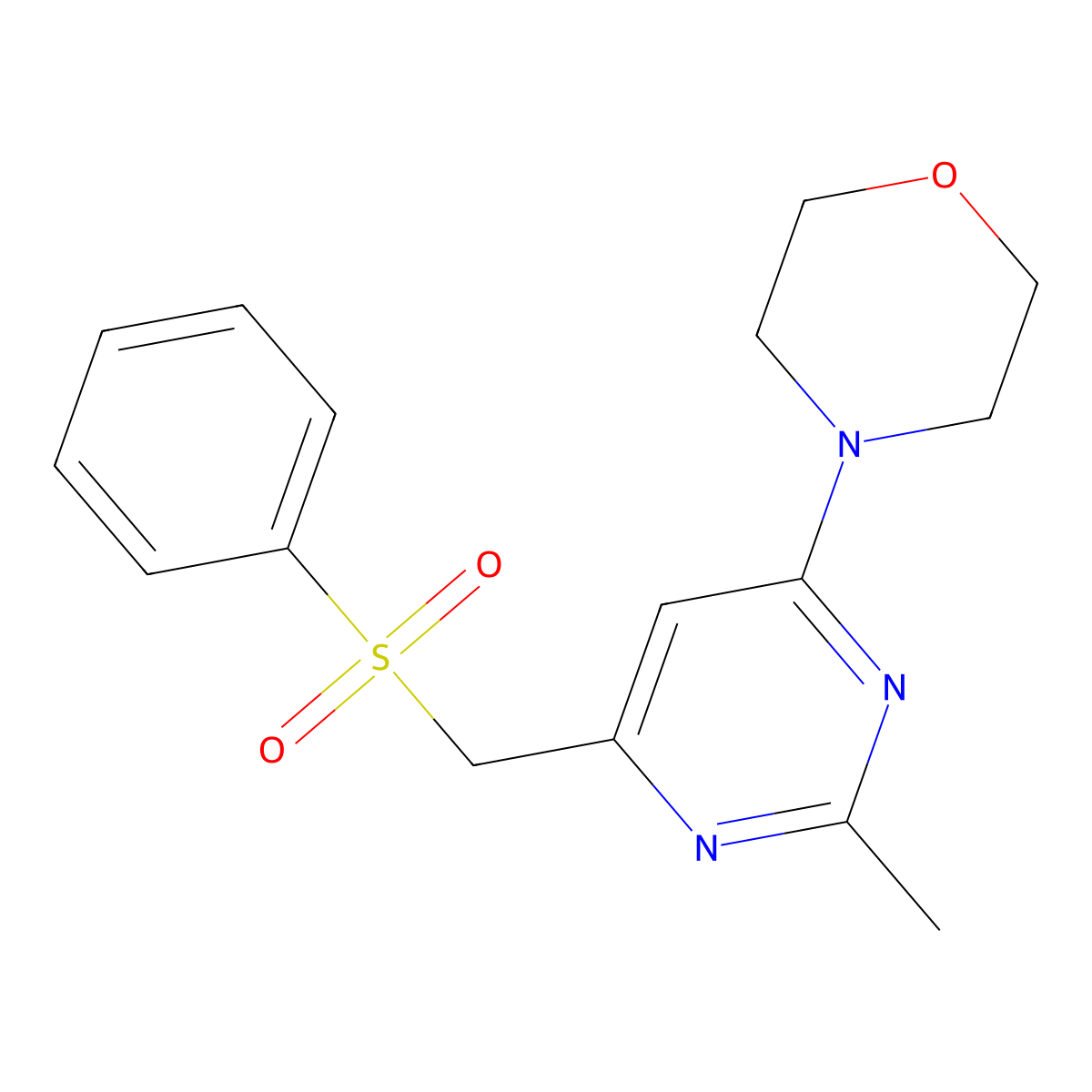 4-{2-Methyl-6-[(phenylsulfonyl)methyl]-4-pyrimidinyl}morpholine molecular structure, CAS 339278-82-9