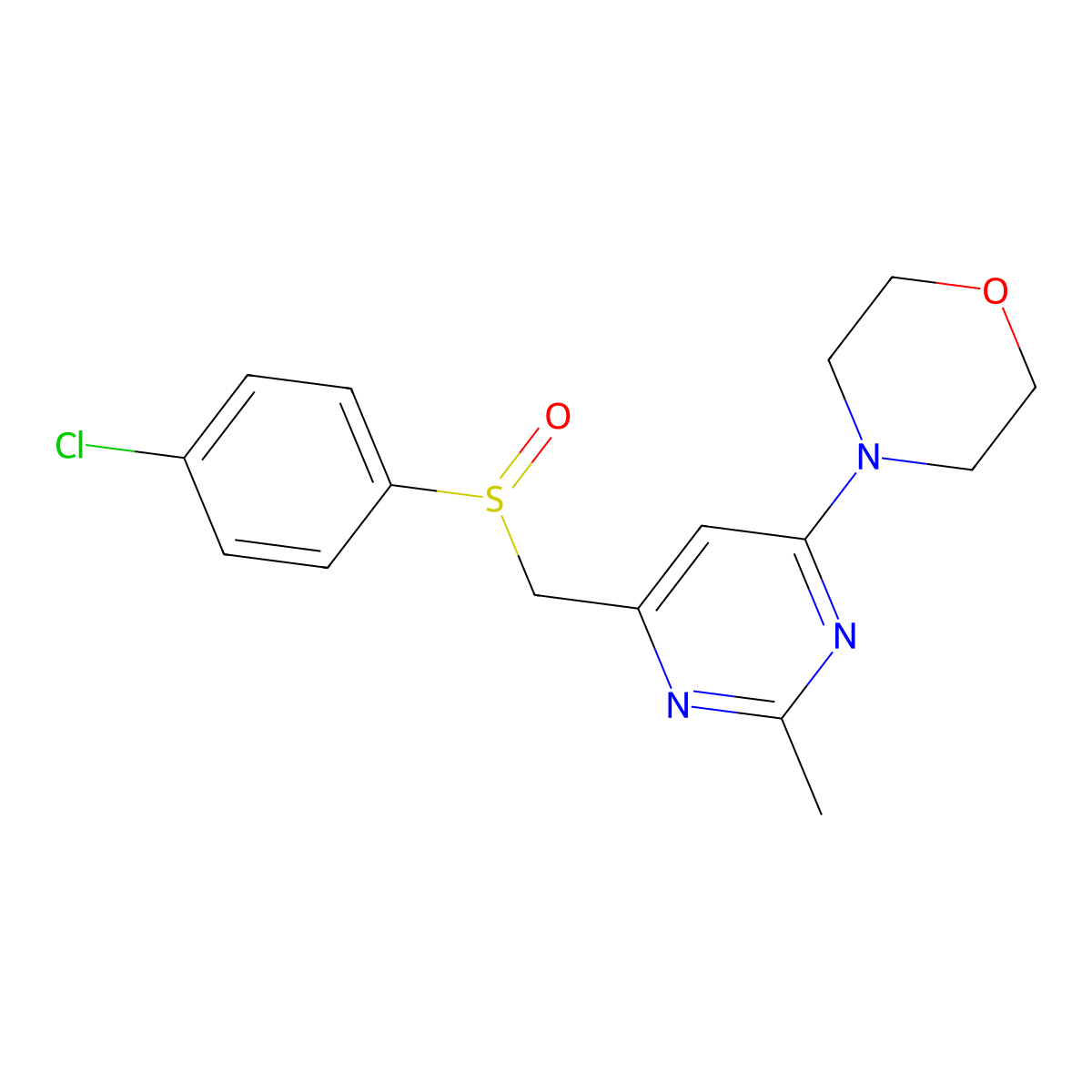 4-(6-{[(4-Chlorophenyl)sulfinyl]methyl}-2-methyl-4-pyrimidinyl)morpholine molecular structure, CAS 339278-88-5