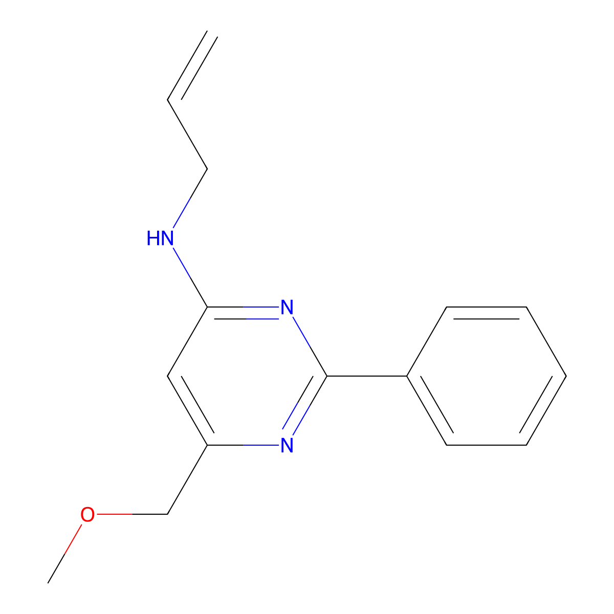 N-allyl-6-(methoxymethyl)-2-phenyl-4-pyrimidinamine molecular structure, CAS 339278-92-1