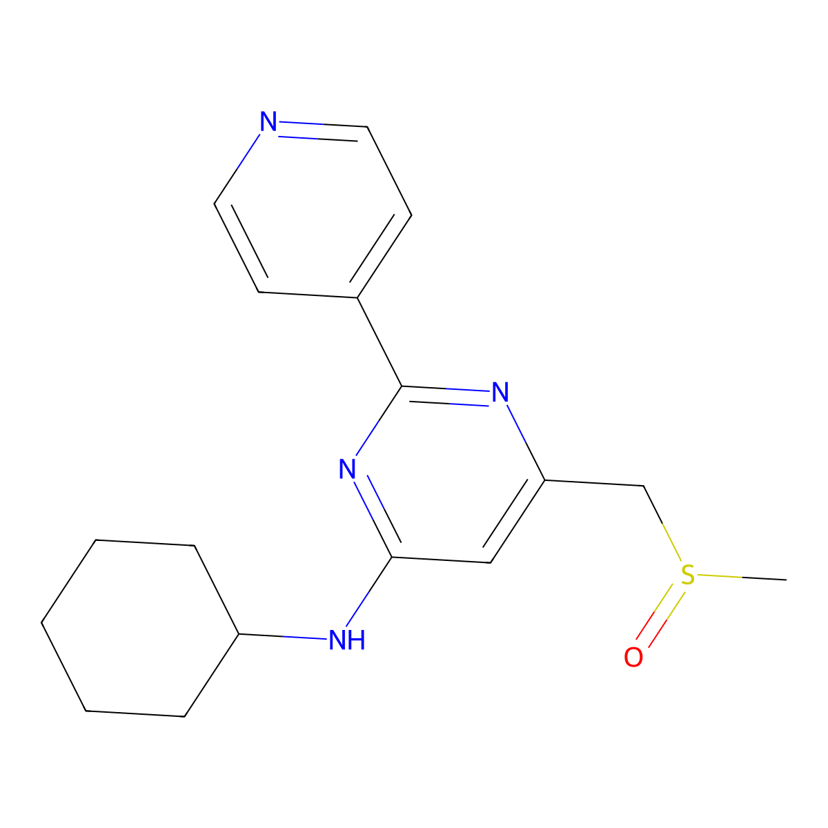 N-cyclohexyl-6-[(methylsulfinyl)methyl]-2-(4-pyridinyl)-4-pyrimidinamine molecular structure, CAS 339278-97-6