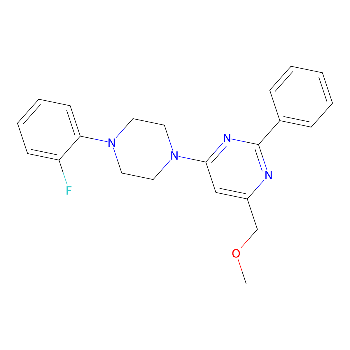 4-[4-(2-Fluorophenyl)piperazin-1-yl]-6-(methoxymethyl)-2-phenylpyrimidine molecular structure, CAS 339279-02-6