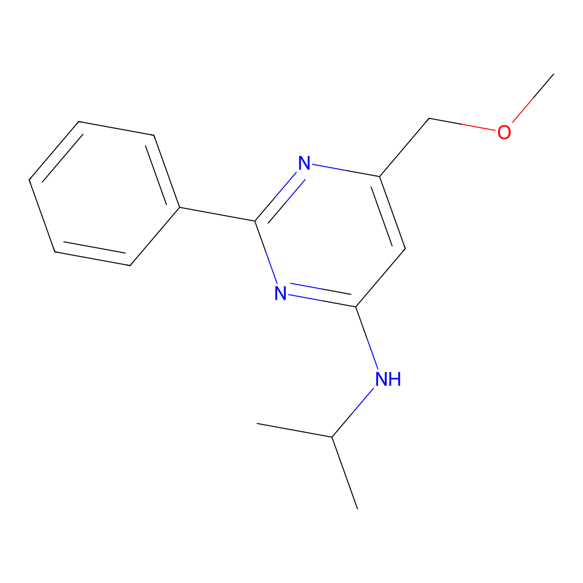 N-isopropyl-6-(methoxymethyl)-2-phenyl-4-pyrimidinamine molecular structure, CAS 339279-03-7