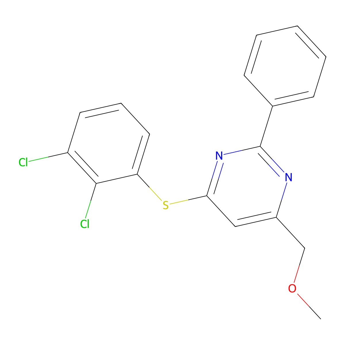 4-[(2,3-Dichlorophenyl)sulfanyl]-6-(methoxymethyl)-2-phenylpyrimidine molecular structure, CAS 339279-05-9