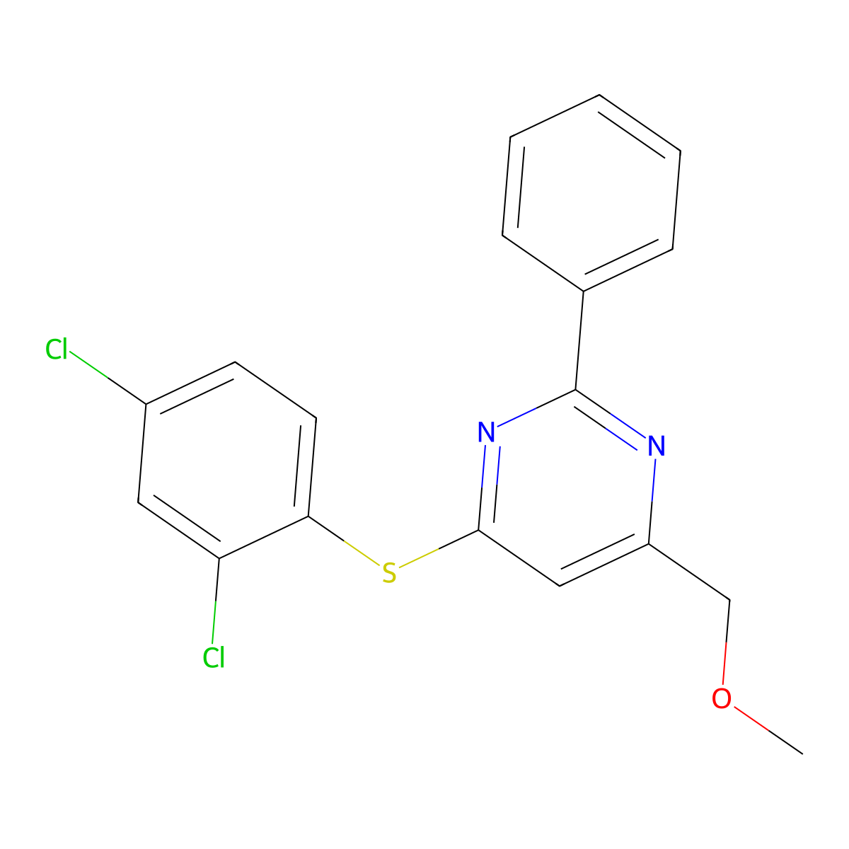 4-[(2,4-Dichlorophenyl)sulfanyl]-6-(methoxymethyl)-2-phenylpyrimidine molecular structure, CAS 339279-07-1