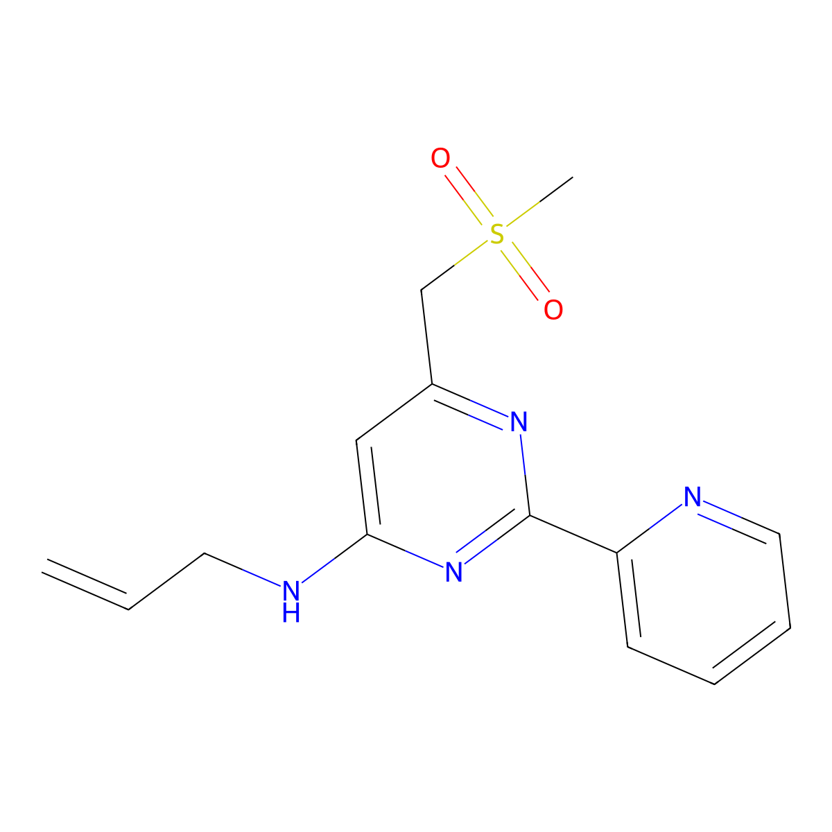 N-allyl-6-[(methylsulfonyl)methyl]-2-(2-pyridinyl)-4-pyrimidinamine molecular structure, CAS 339279-12-8