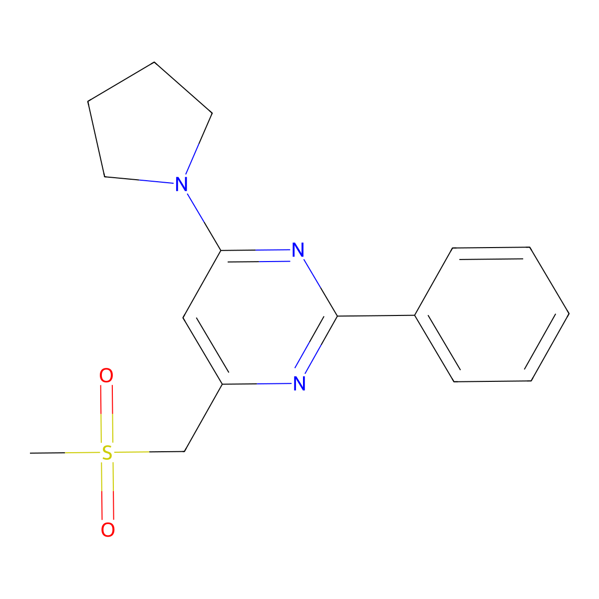 4-(Methanesulfonylmethyl)-2-phenyl-6-(pyrrolidin-1-yl)pyrimidine molecular structure, CAS 339279-17-3