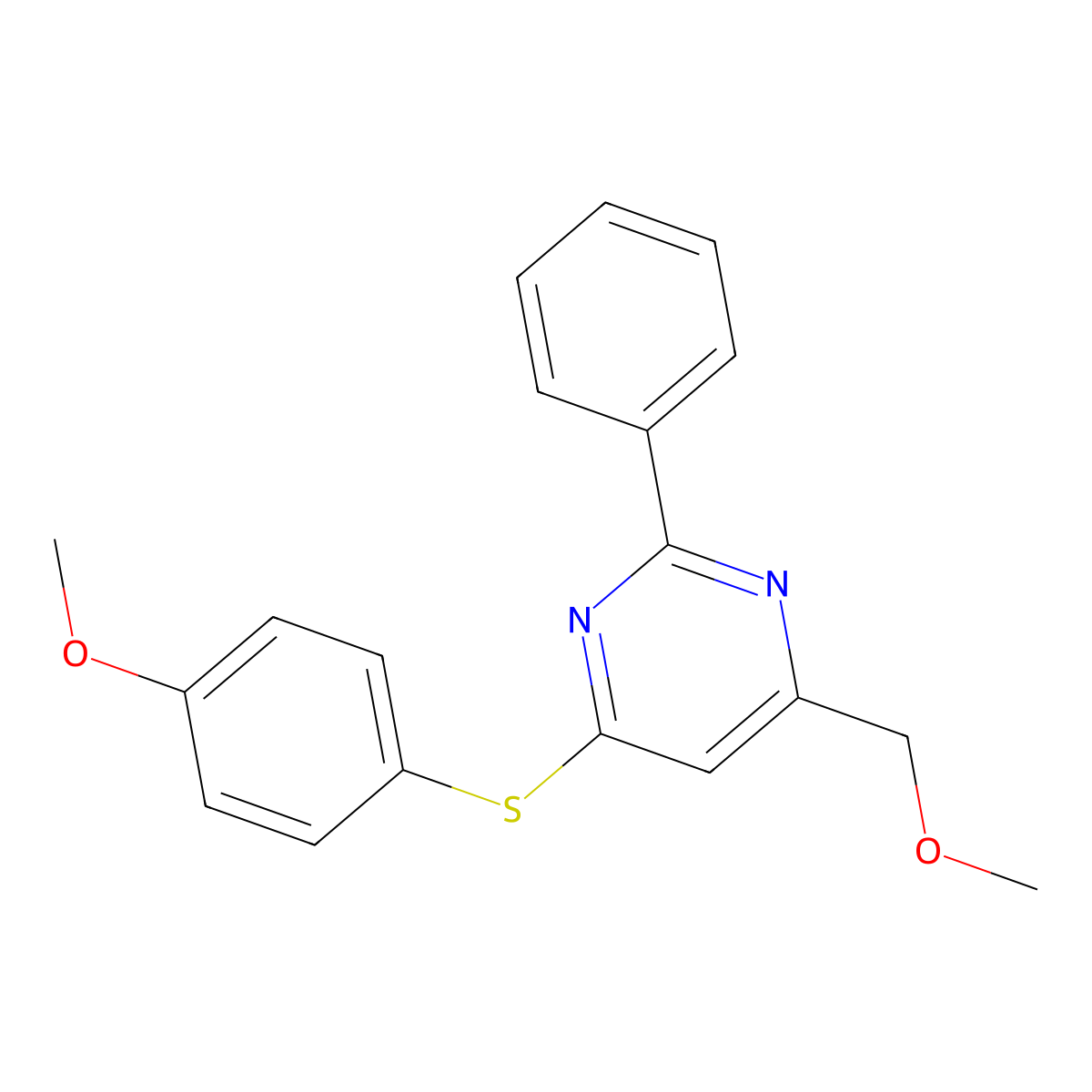 4-(Methoxymethyl)-6-[(4-methoxyphenyl)sulfanyl]-2-phenylpyrimidine molecular structure, CAS 339279-21-9