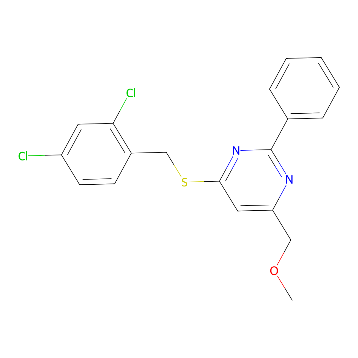 4-[(2,4-Dichlorobenzyl)sulfanyl]-6-(methoxymethyl)-2-phenylpyrimidine molecular structure, CAS 339279-22-0