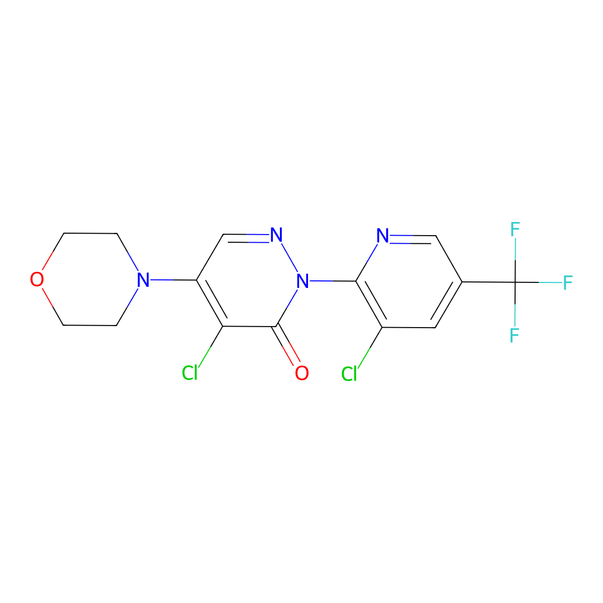 4-Chloro-2-(3-chloro-5-(trifluoromethyl)-2-pyridinyl)-5-morpholino-3(2H)-pyridazinone molecular structure, CAS 339279-30-0