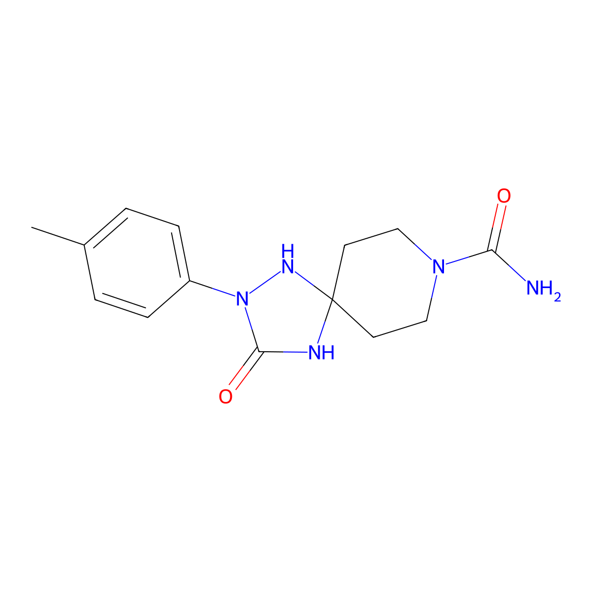 2-(4-Methylphenyl)-3-oxo-1,2,4,8-tetraazaspiro[4.5]decane-8-carboxamide molecular structure, CAS 339279-31-1