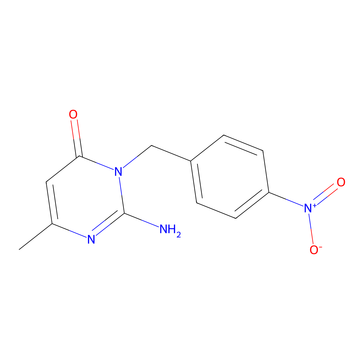 2-amino-6-methyl-3-(4-nitrobenzyl)-4(3H)-pyrimidinone molecular structure, CAS 339279-33-3