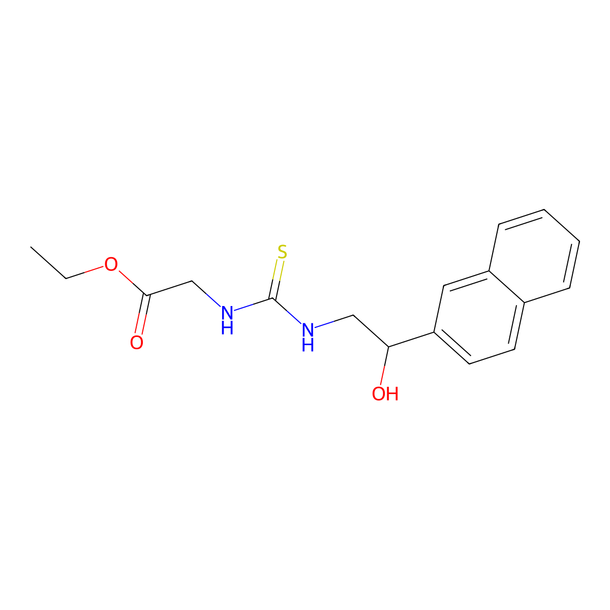 Ethyl 2-[({[2-hydroxy-2-(2-naphthyl)ethyl]amino}carbothioyl)amino]acetate molecular structure, CAS 339279-36-6