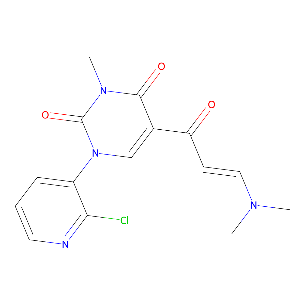 1-(2-chloropyridin-3-yl)-5-[(2E)-3-(dimethylamino)prop-2-enoyl]-3-methyl-1,2,3,4-tetrahydropyrimidine-2,4-dione molecular structure, CAS 339279-37-7