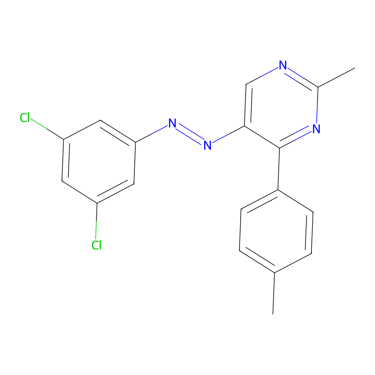 5-[2-(3,5-Dichlorophenyl)diazenyl]-2-methyl-4-(4-methylphenyl)pyrimidine molecular structure, CAS 339279-45-7