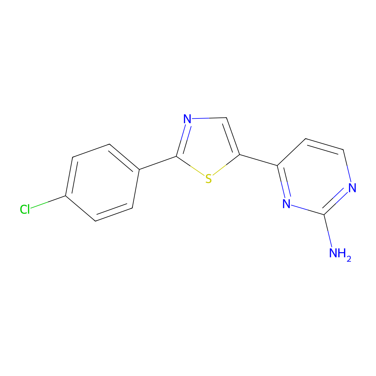 4-[2-(4-Chlorophenyl)-1,3-thiazol-5-yl]pyrimidin-2-amine molecular structure, CAS 339279-50-4
