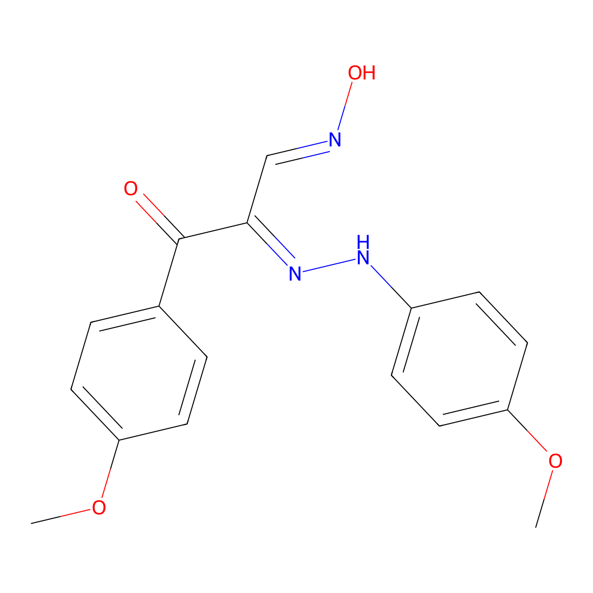 3-(4-Methoxyphenyl)-2-[2-(4-methoxyphenyl)hydrazono]-3-oxopropanal oxime molecular structure, CAS 339279-51-5