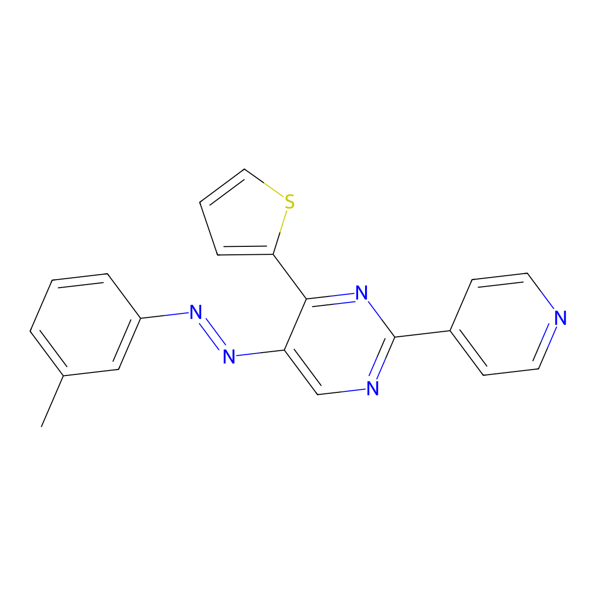 5-[2-(3-Methylphenyl)diazenyl]-2-(4-pyridinyl)-4-(2-thienyl)pyrimidine molecular structure, CAS 339279-57-1