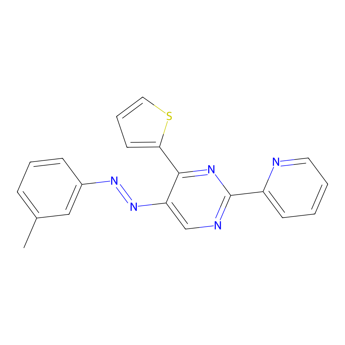 5-[2-(3-Methylphenyl)diazenyl]-2-(2-pyridinyl)-4-(2-thienyl)pyrimidine molecular structure, CAS 339279-58-2