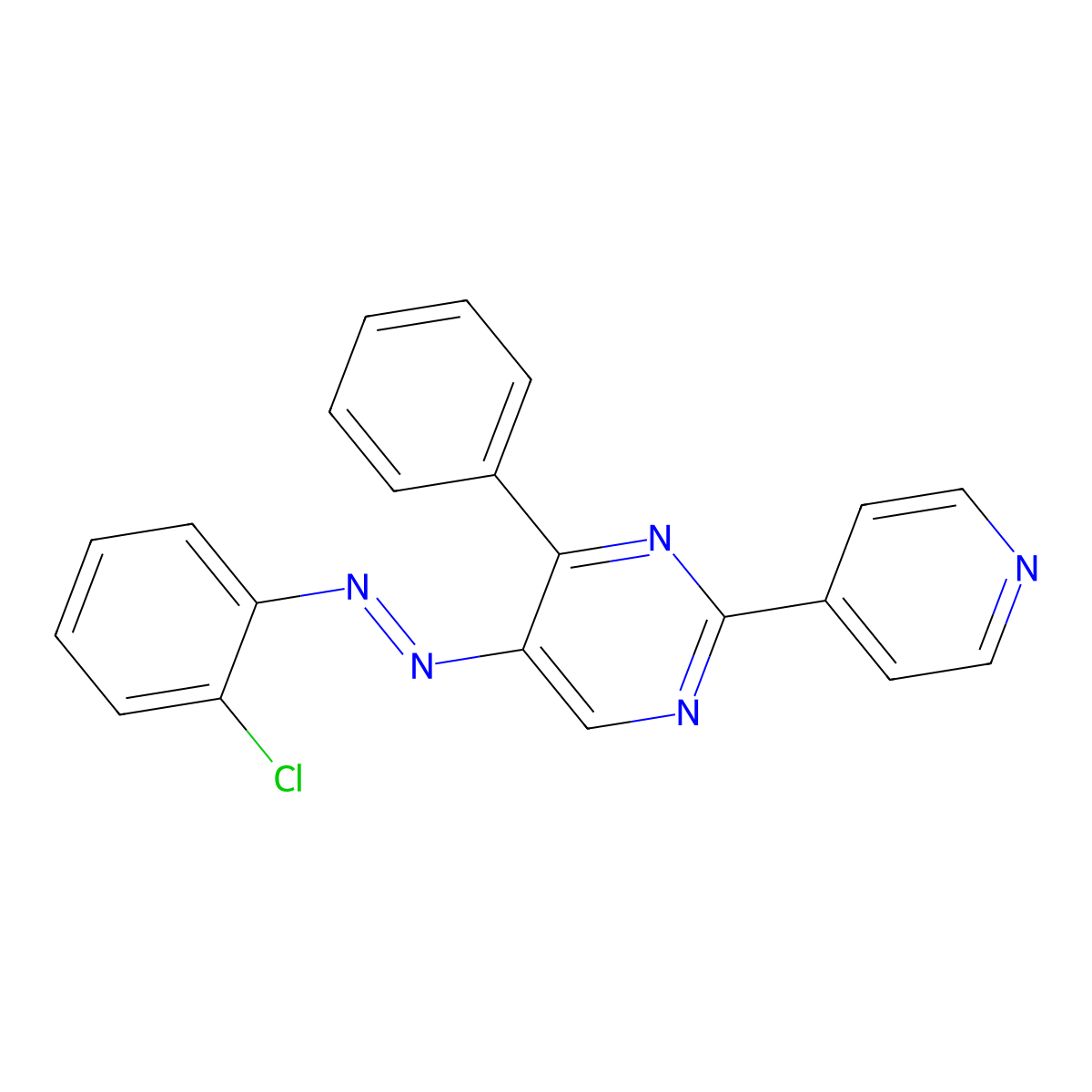 5-[2-(2-Chlorophenyl)diazenyl]-4-phenyl-2-(4-pyridinyl)pyrimidine molecular structure, CAS 339279-60-6