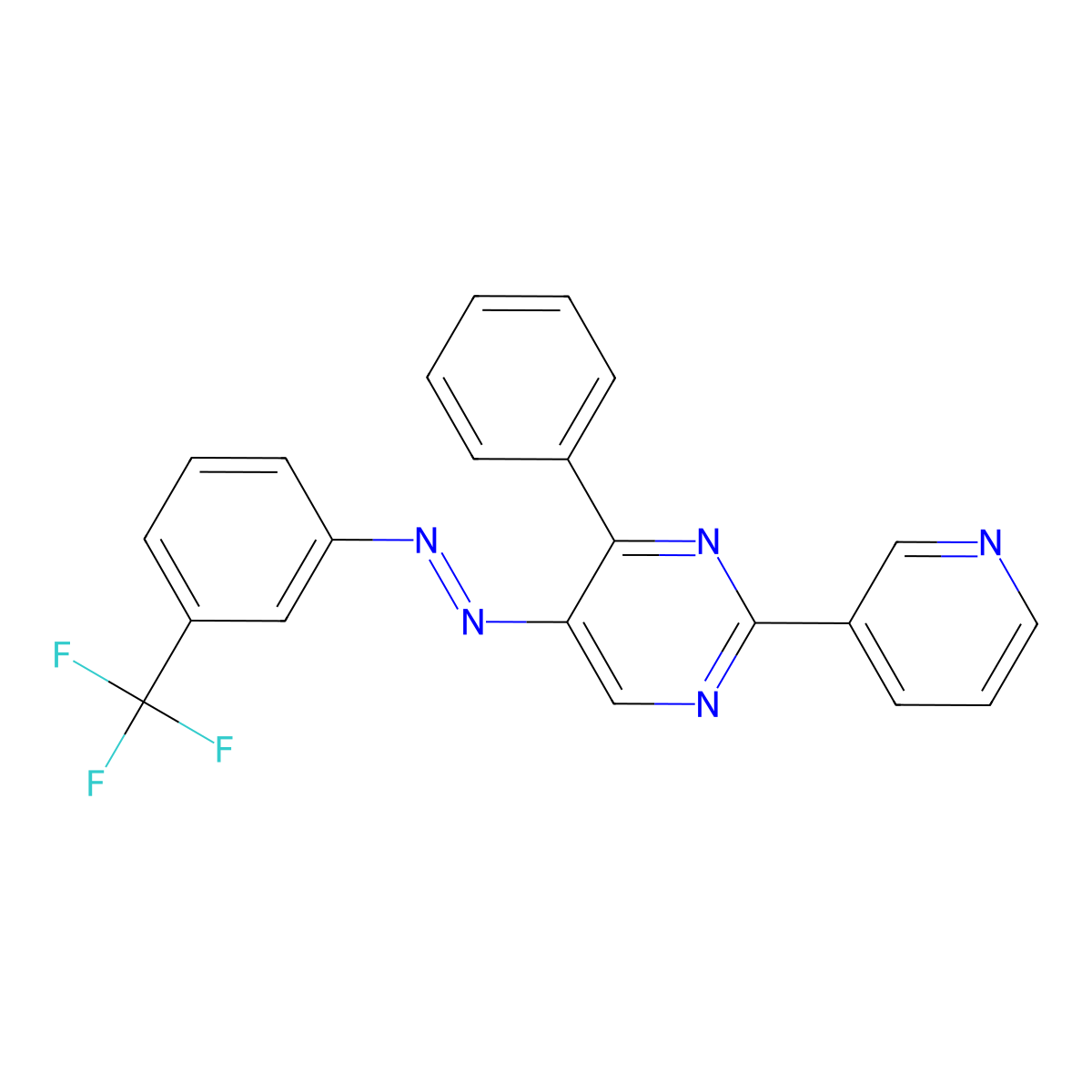 4-Phenyl-2-(3-pyridinyl)-5-{2-[3-(trifluoromethyl)phenyl]diazenyl}pyrimidine molecular structure, CAS 339279-63-9
