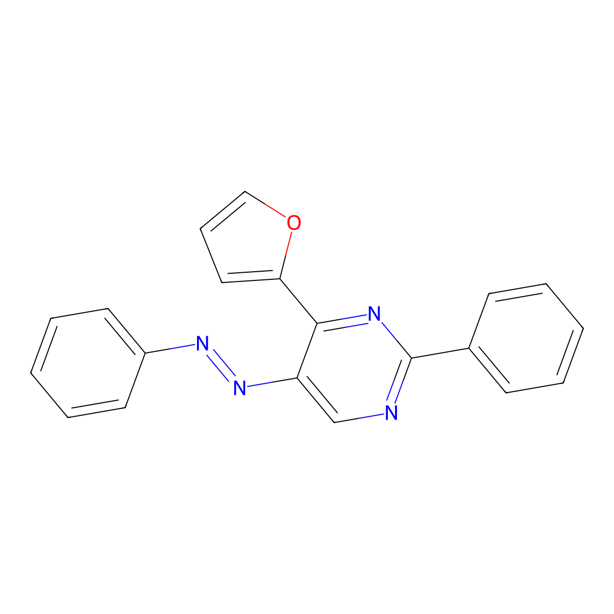 4-(2-Furyl)-2-phenyl-5-(2-phenyldiazenyl)pyrimidine molecular structure, CAS 339279-64-0