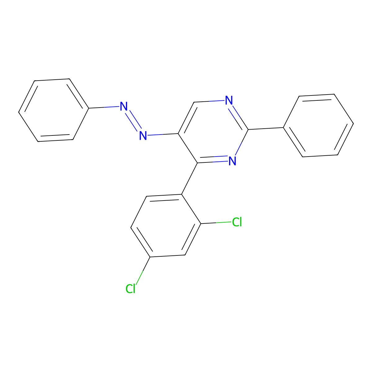 4-(2,4-Dichlorophenyl)-2-phenyl-5-(2-phenyldiazenyl)pyrimidine molecular structure, CAS 339279-76-4