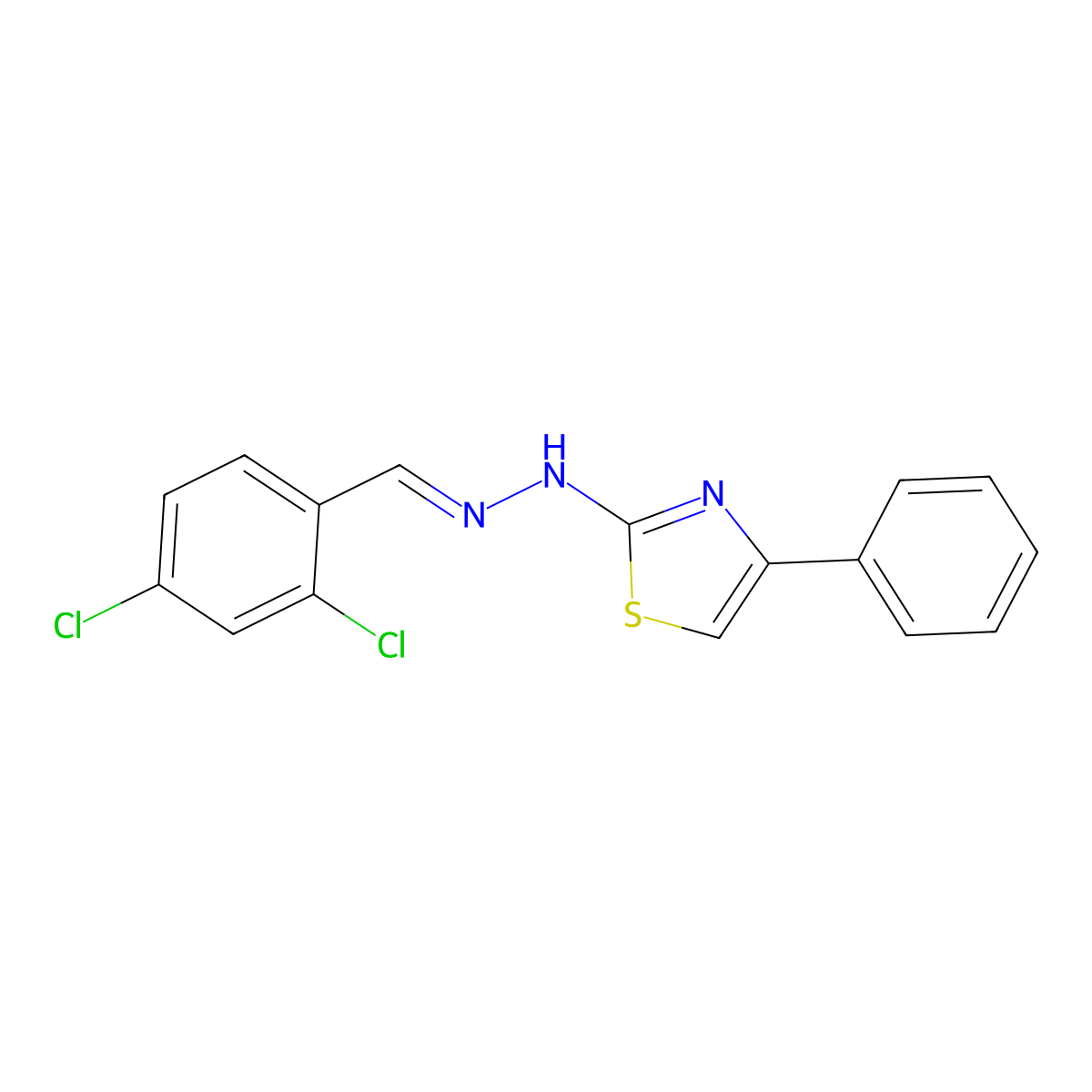 N-[(2,4-dichlorophenyl)methylideneamino]-4-phenyl-1,3-thiazol-2-amine molecular structure, CAS 339284-43-4