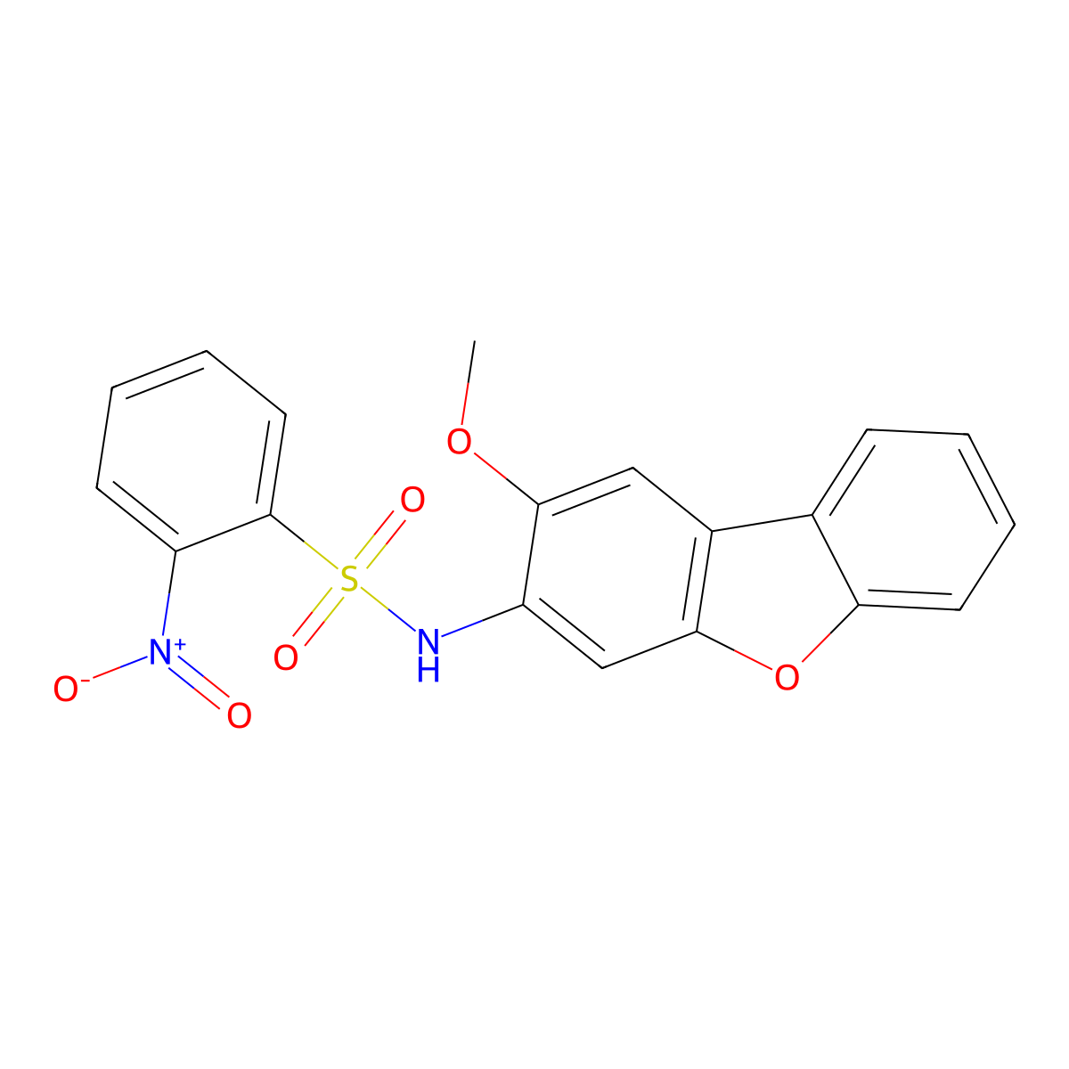 N-(2-methoxydibenzofuran-3-yl)-2-nitrobenzenesulfonamide molecular structure, CAS 339284-51-4