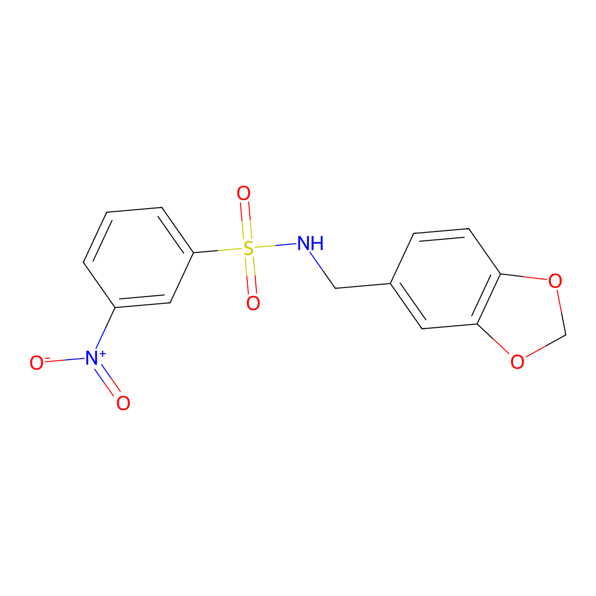 N-(1,3-benzodioxol-5-ylmethyl)-3-nitrobenzenesulfonamide molecular structure, CAS 339284-66-1