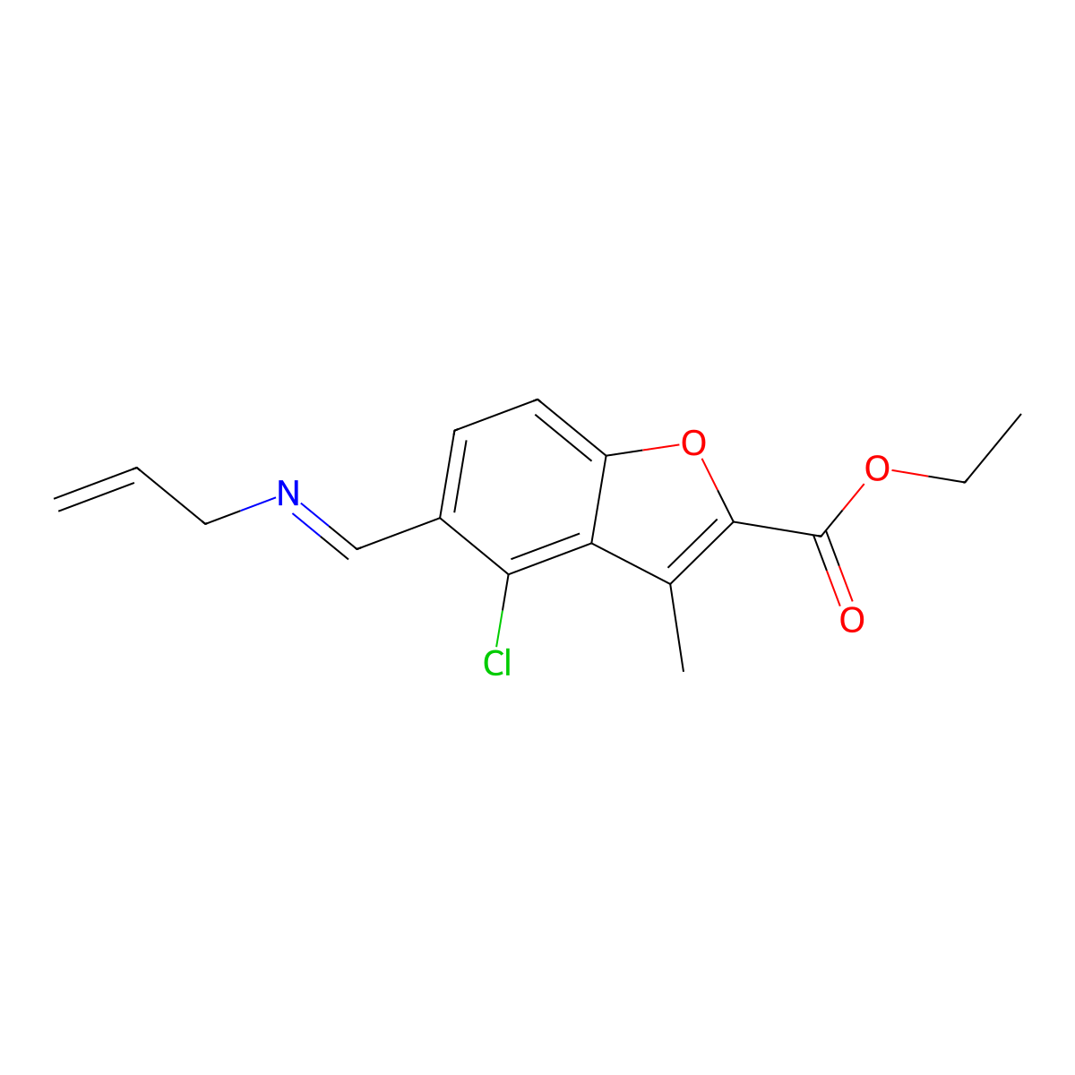 ethyl 4-chloro-3-methyl-5-[(E)-(prop-2-en-1-ylimino)methyl]-1-benzofuran-2-carboxylate molecular structure, CAS 339285-62-0